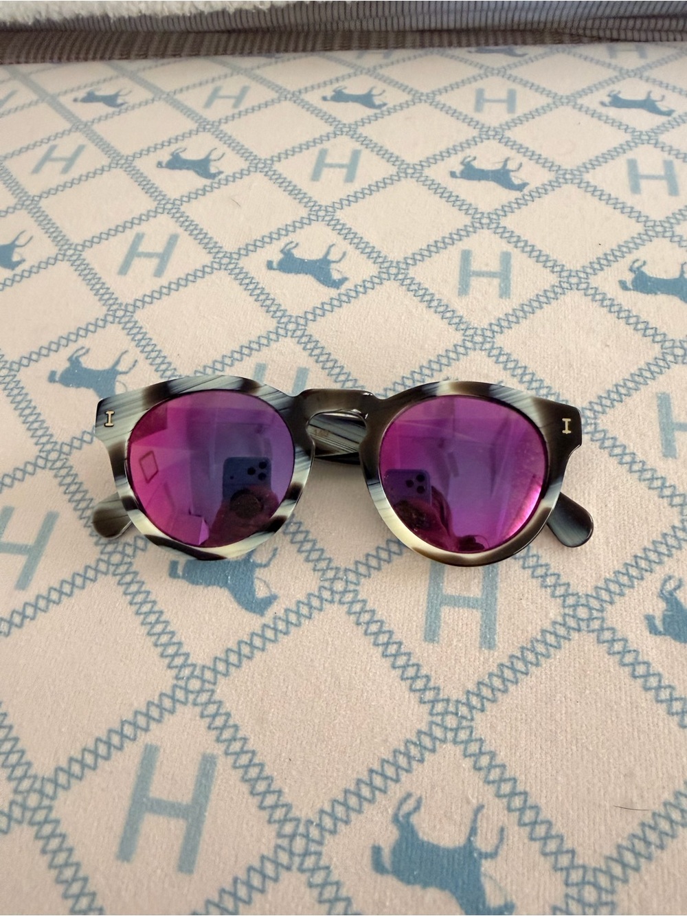 Illesteva Tortoiseshell Gradient Acetate Sunglasses with Subtle Green Hues